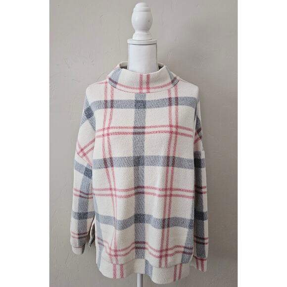 Clockhouse White Plaid Mock Neck Sweater - Picture 1 of 9